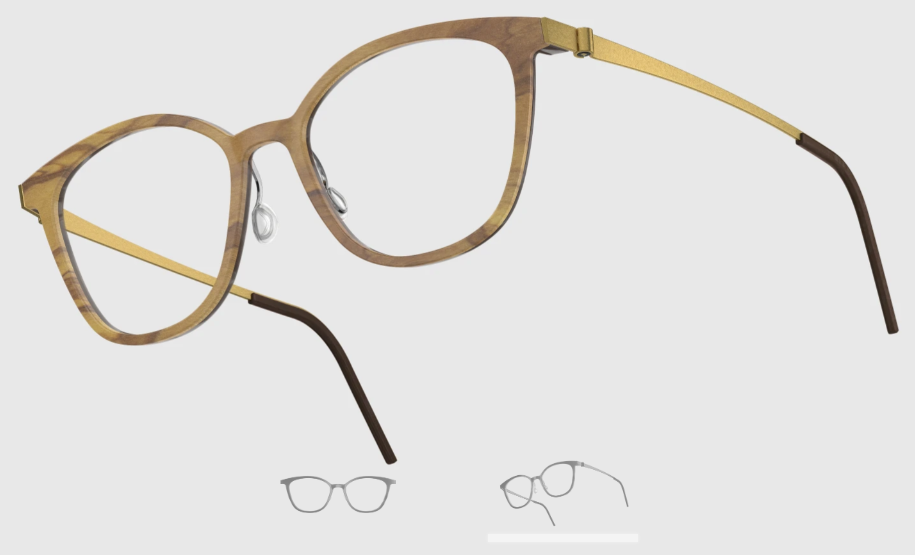 Lindberg Wood and Buffalo Titanium Square Eyeglasses