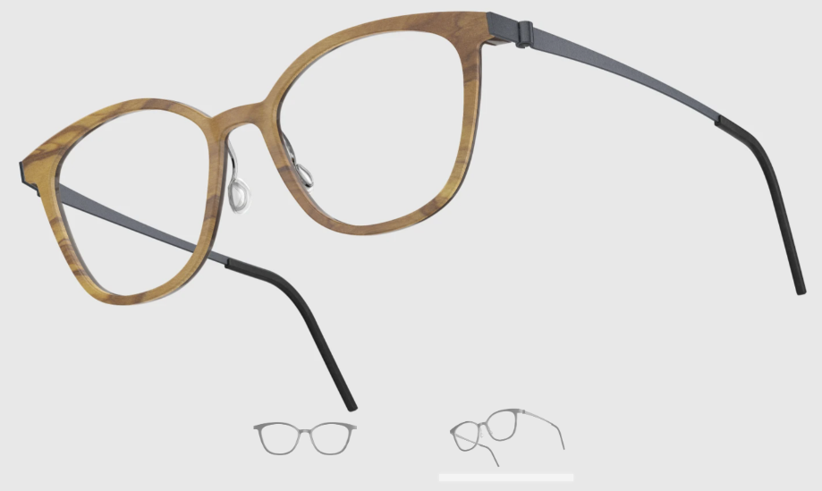 Lindberg Wood and Buffalo Titanium Square Eyeglasses