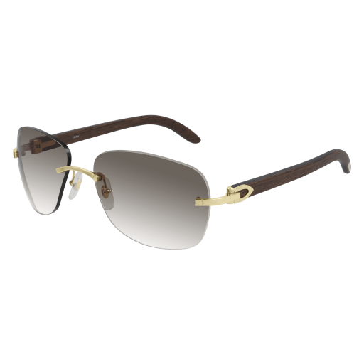 C Allongé de Cartier Motif Rimless Wood Sunglasses
