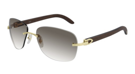 C Allongé de Cartier Motif Rimless Wood Sunglasses