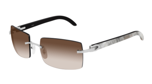 C Allongé de Cartier Motif Rimless Horn Sunglasses