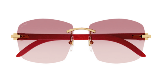 C Allongé de Cartier Motif Rectangular Wood Sunglasses