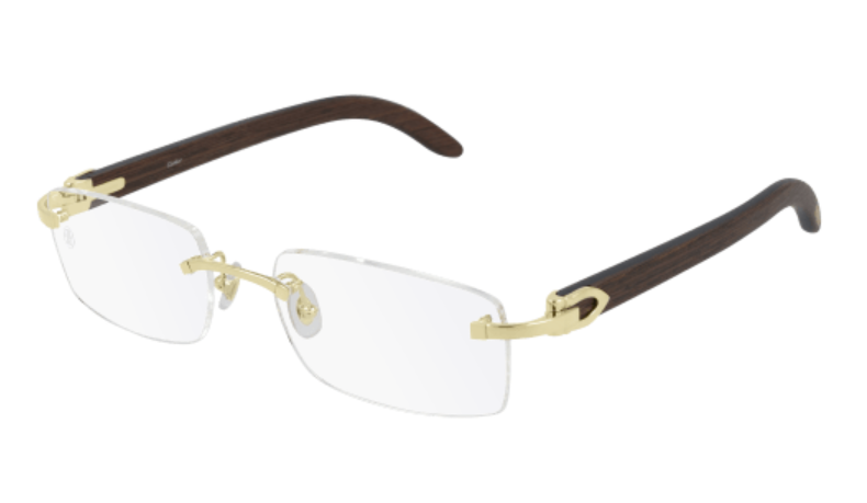 C Allongé de Cartier Motif Rimless Wood Eyeglasses