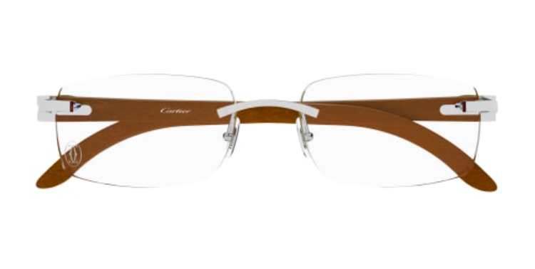 C Allongé de Cartier Motif Rimless Wood Eyeglasses