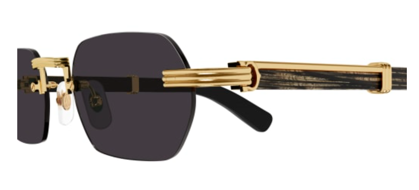 Première de Cartier Recutangular Wood/Horn Sunglasses
