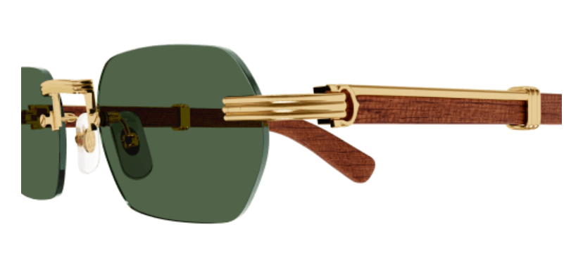 Première de Cartier Recutangular Wood/Horn Sunglasses