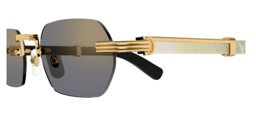 Première de Cartier Recutangular Wood/Horn Sunglasses