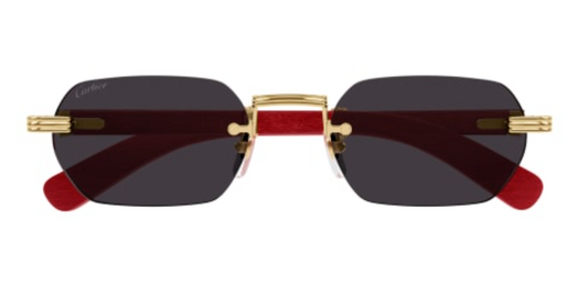 Première de Cartier Recutangular Wood/Horn Sunglasses