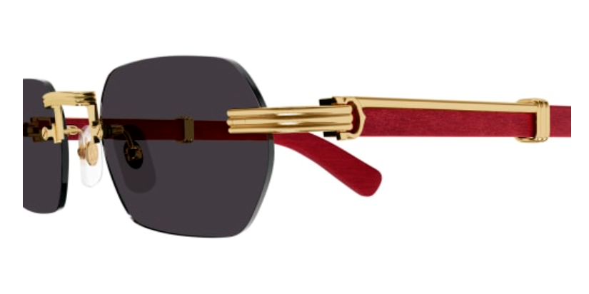 Première de Cartier Recutangular Wood/Horn Sunglasses