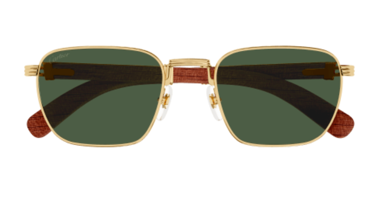 Première de Cartier Square Wood/Horn Sunglasses