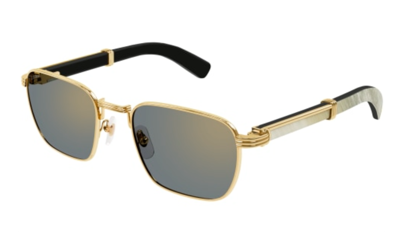 Première de Cartier Square Wood/Horn Sunglasses