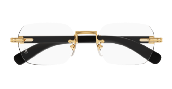 Première de Cartier Rectangular Wood/Horn Eyeglasses