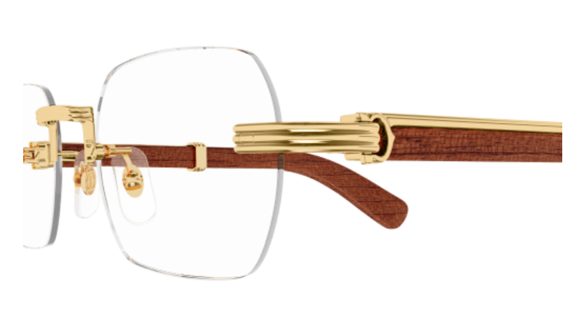 Première de Cartier Rectangular Wood/Horn Eyeglasses