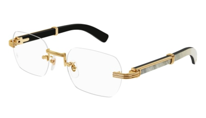 Première de Cartier Rectangular Wood/Horn Eyeglasses