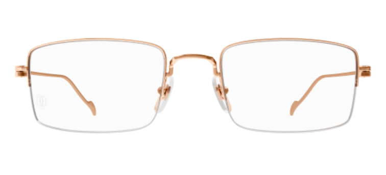 Precious de Cartier Rectangular Solid Gold Eyeglasses