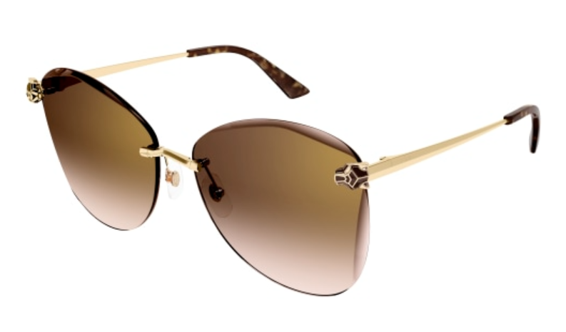 Panthère de Cartier Butterfly Rimless Sunglasses