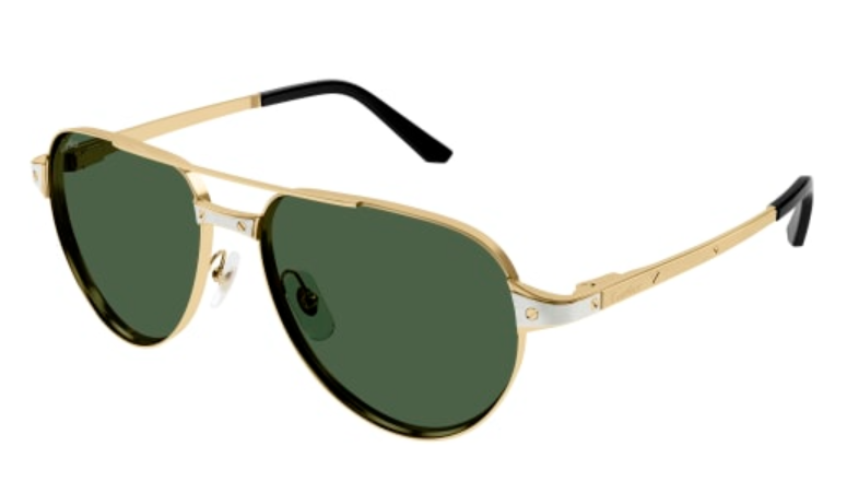 Santos de Cartier Aviator Metal Polarized Sunglasses