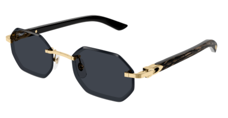 C Allongé de Cartier Motif Hexagonal Wood/Horn Sunglasses