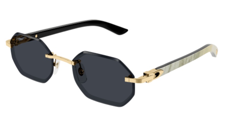 C Allongé de Cartier Motif Hexagonal Wood/Horn Sunglasses