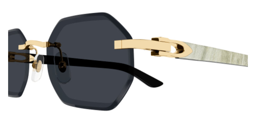 C Allongé de Cartier Motif Hexagonal Wood/Horn Sunglasses