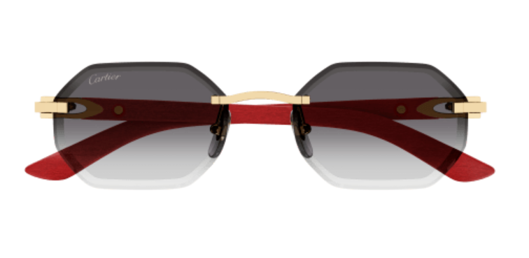 C Allongé de Cartier Motif Hexagonal Wood/Horn Sunglasses