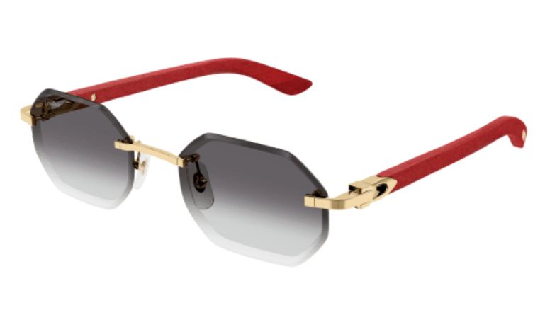 C Allongé de Cartier Motif Hexagonal Wood/Horn Sunglasses