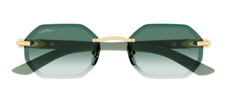 C Allongé de Cartier Motif Hexagonal Wood/Horn Sunglasses