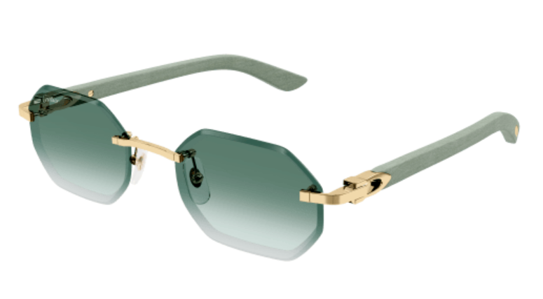 C Allongé de Cartier Motif Hexagonal Wood/Horn Sunglasses