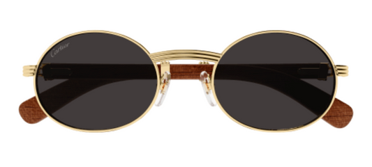 Première de Cartier Oval Wood/Horn Sunglasses