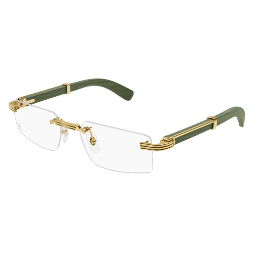 Première de Cartier Rectangular Wood/Horn Eyeglasses