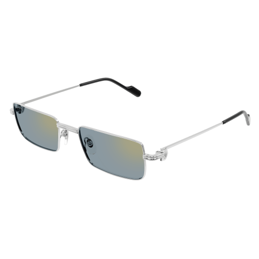 Première de Cartier Rectangular Metal Sunglasses