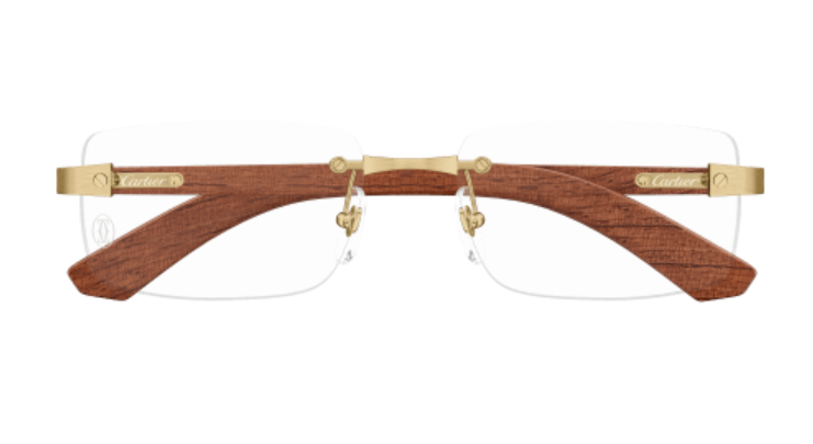 C Allongé de Cartier Motif Rimless Wood Eyeglasses