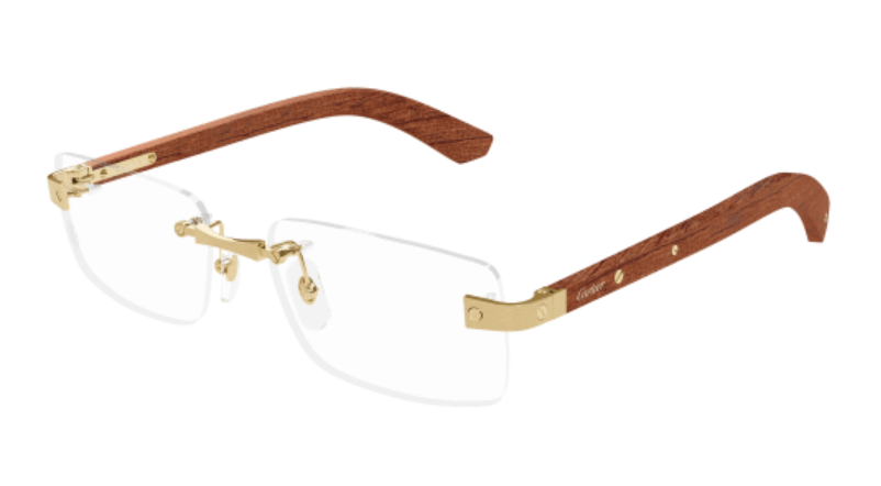 C Allongé de Cartier Motif Rimless Wood Eyeglasses