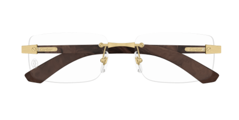 C Allongé de Cartier Motif Rimless Wood Eyeglasses