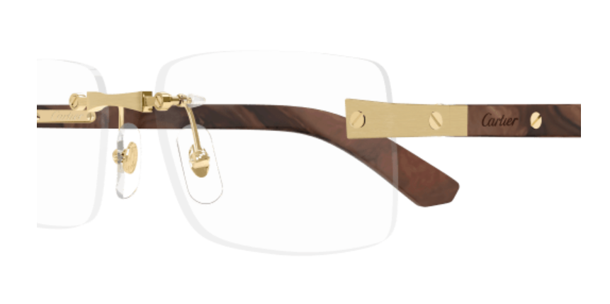 C Allongé de Cartier Motif Rimless Wood Eyeglasses