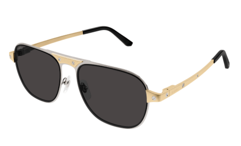 Santos de Cartier Aviator Metal Sunglasses