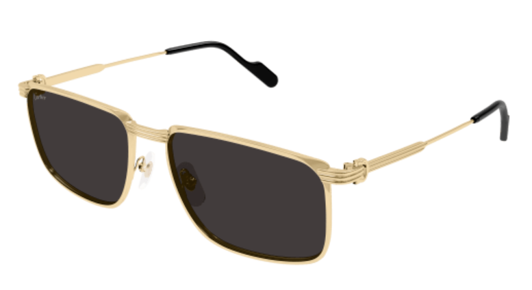 Première de Cartier Rectangular Metal Sunglasses