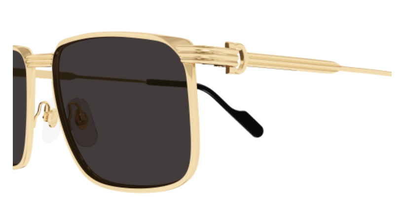 Première de Cartier Rectangular Metal Sunglasses