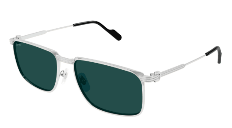 Première de Cartier Rectangular Metal Sunglasses