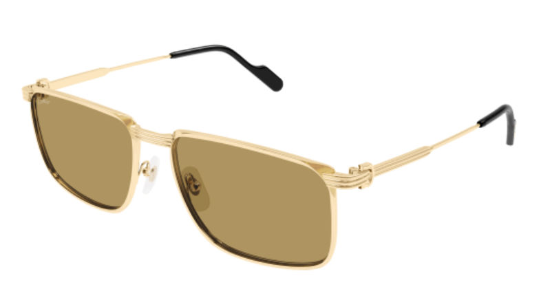 Première de Cartier Rectangular Metal Sunglasses
