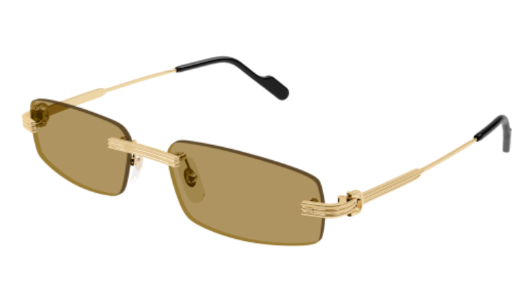 Première de Cartier Rectangular Metal Sunglasses