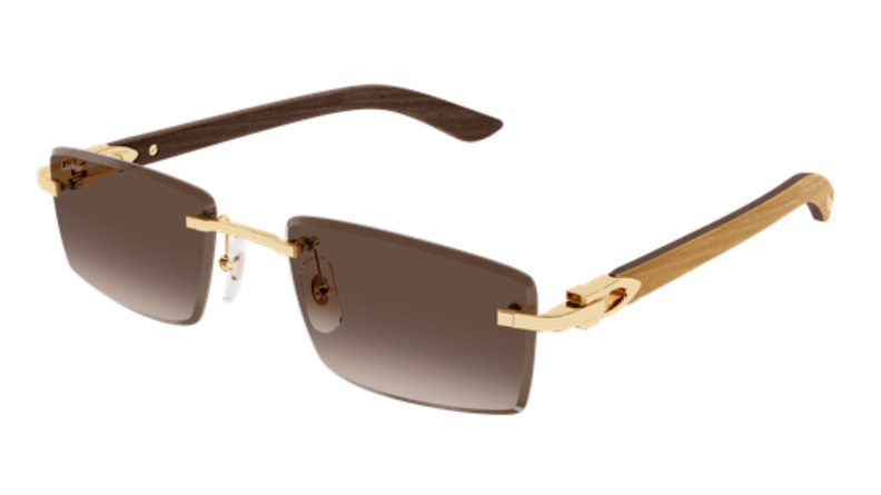 C Allongé de Cartier Motif Rimless Wooden Sunglasses