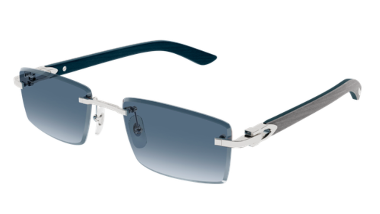 C Allongé de Cartier Motif Rimless Wooden Sunglasses