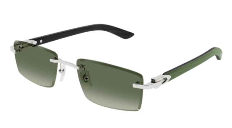 C Allongé de Cartier Motif Rimless Wooden Sunglasses