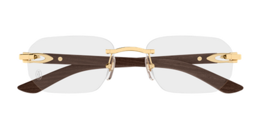 C Allongé de Cartier Motif Rimless Wood Eyeglasses