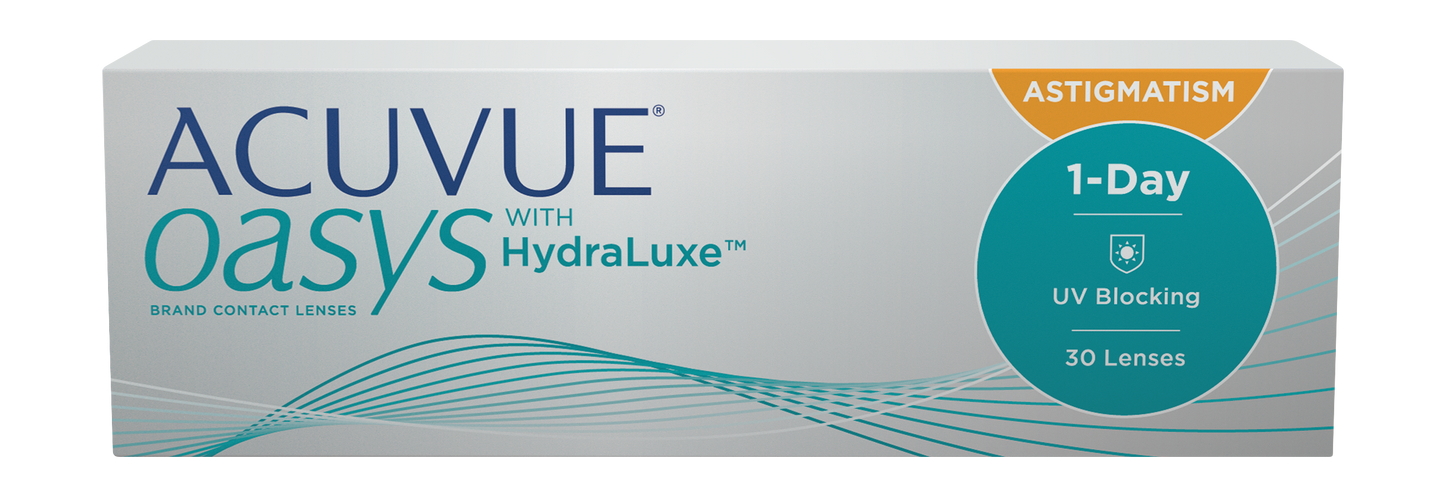 ACUVUE OASYS® 1-Day with HydraLuxe™ for Astigmatism 30pack ($49.80/Box after Rebate for Annual Supply)