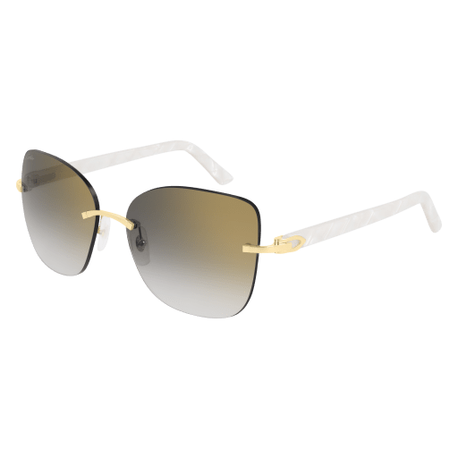 C Allongé de Cartier Motif Rimless Metal Sunglasses