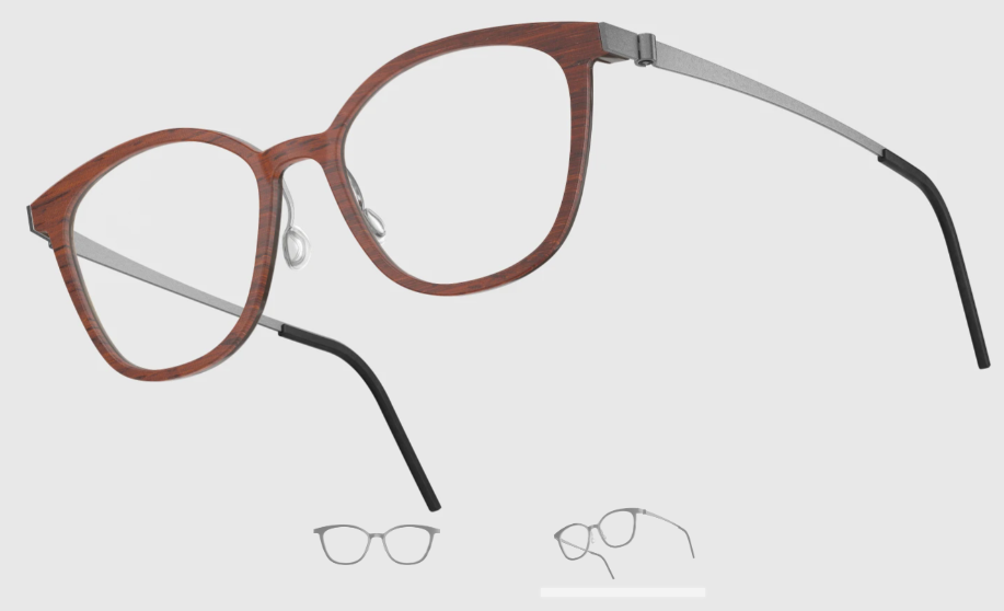 Lindberg Wood and Buffalo Titanium Square Eyeglasses
