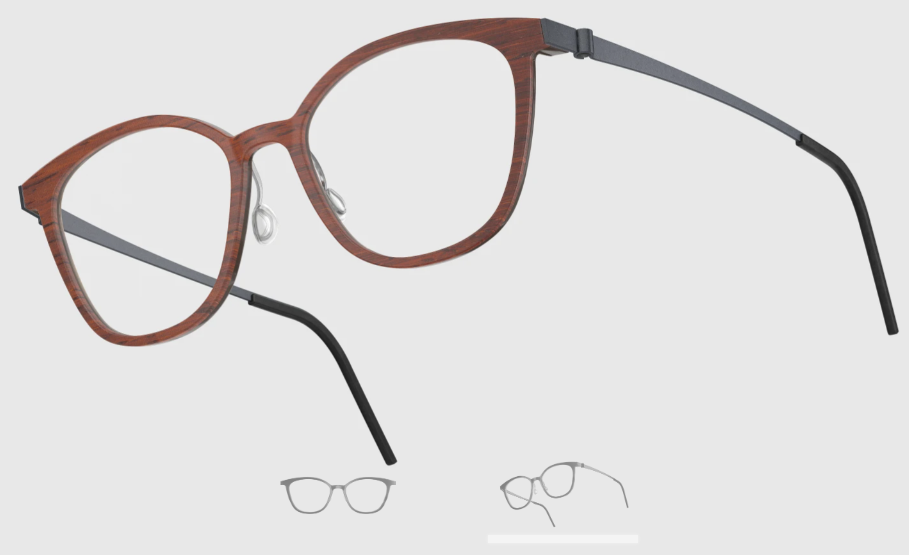 Lindberg Wood and Buffalo Titanium Square Eyeglasses
