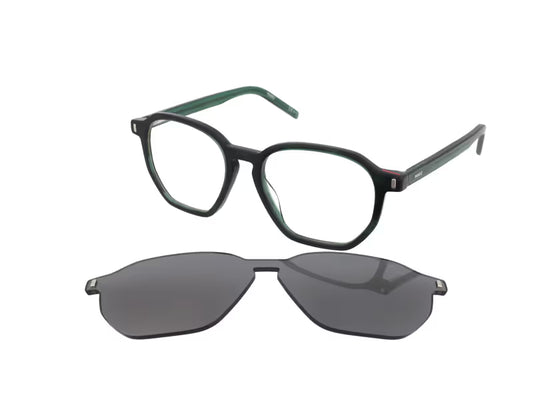 Hugo Boss Geometric Eyeglasses with Clip-on